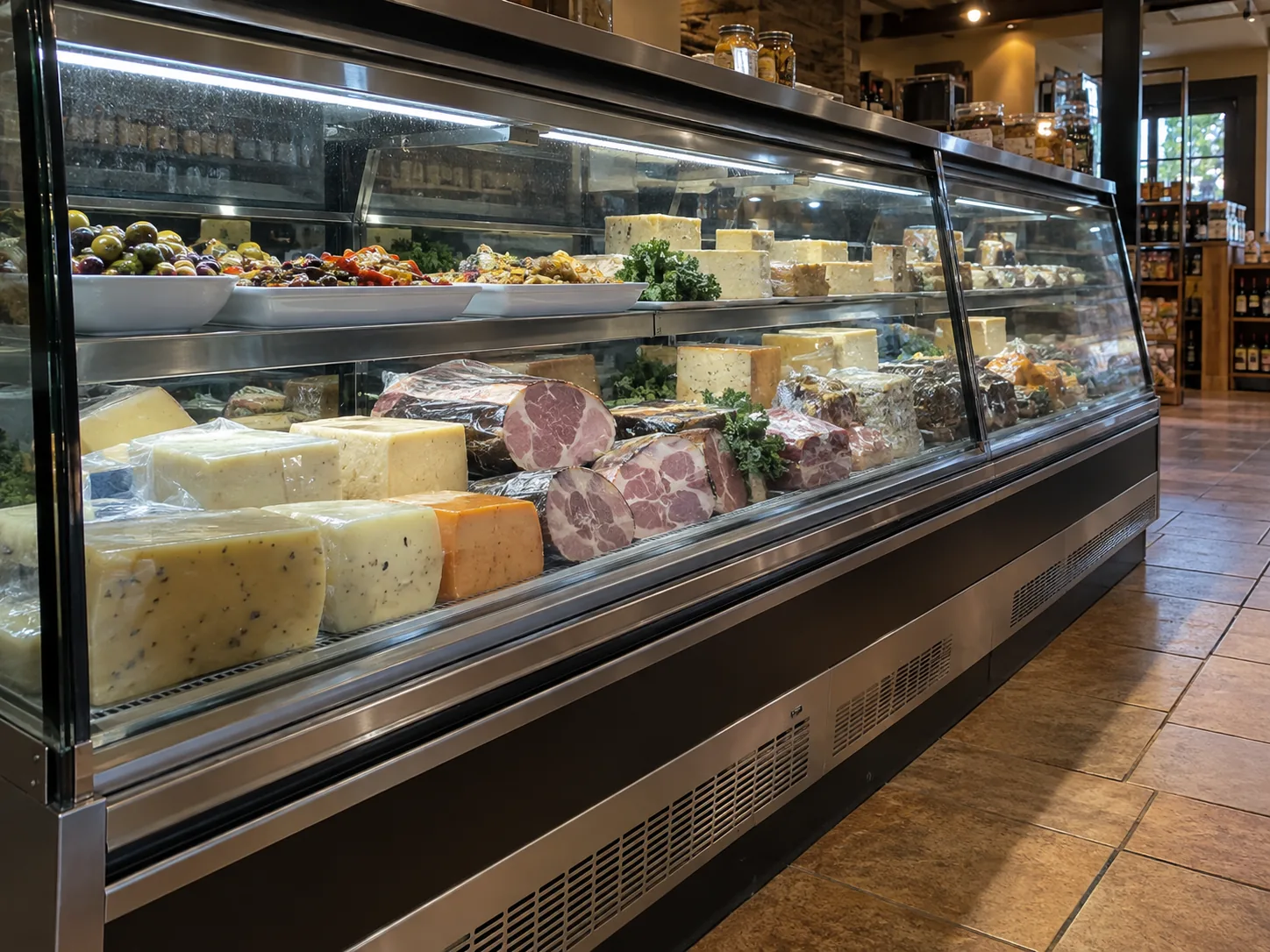 Straight-glass refrigerated service counter after service