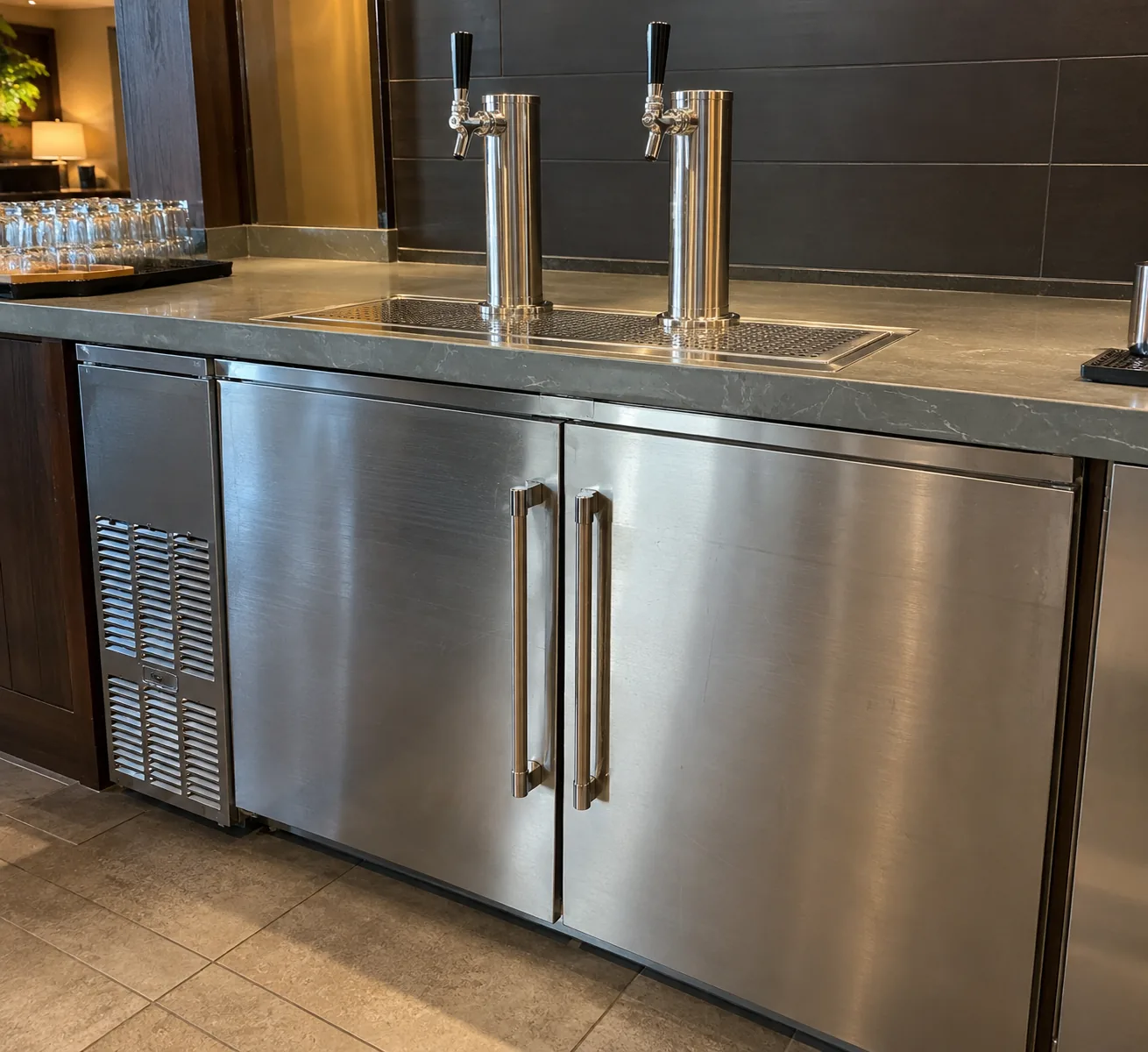 Two-door kegerator after icing service