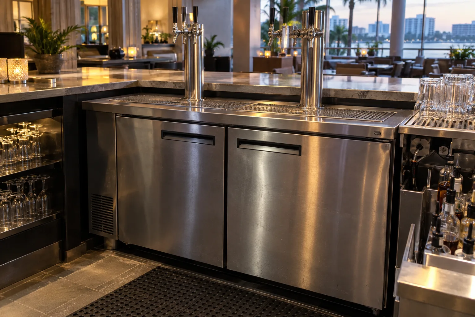 Refrigerated keg cabinet after startup service