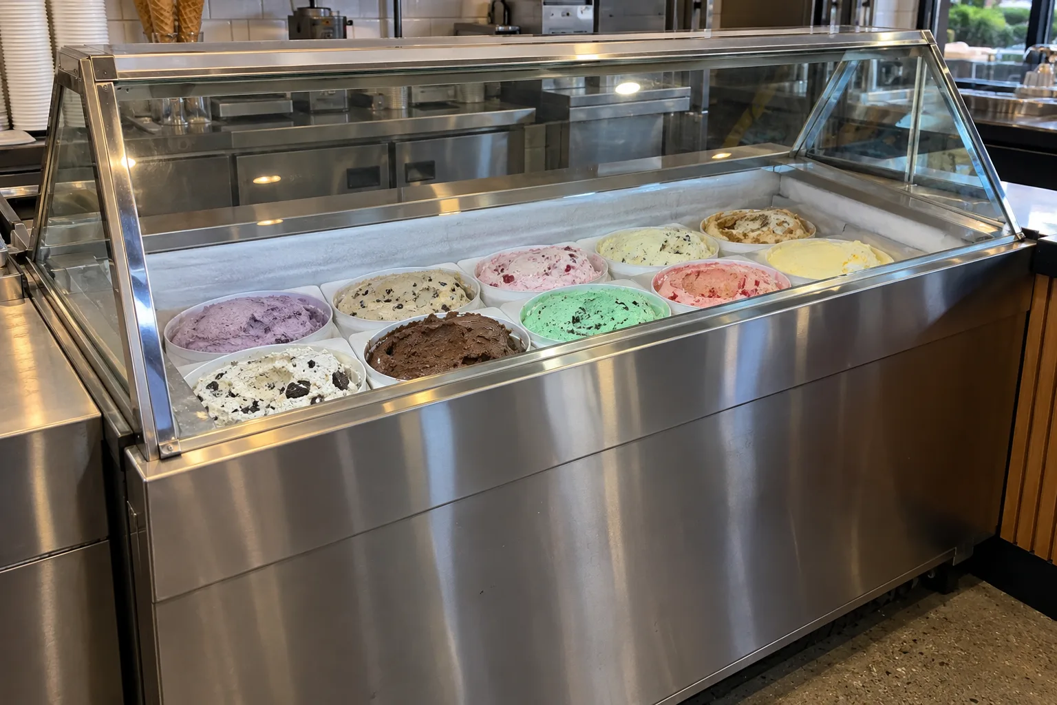 Commercial dipping cabinet after cooling service