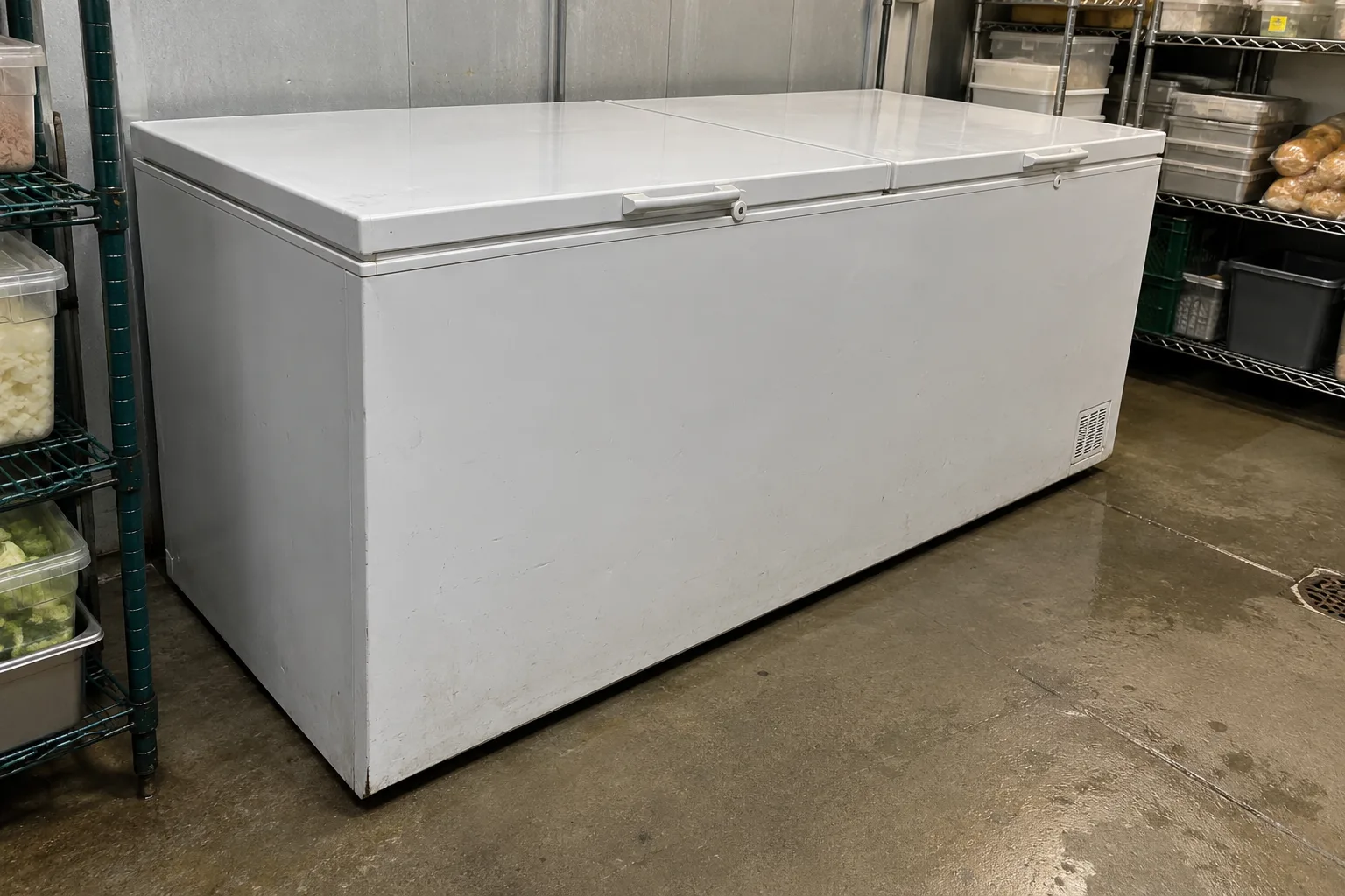 Commercial chest freezer after compressor service