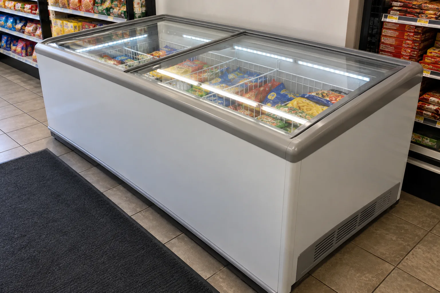 Glass-lid chest freezer after seal service