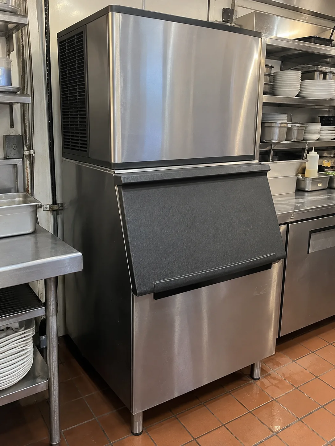 Commercial modular ice machine after production repair