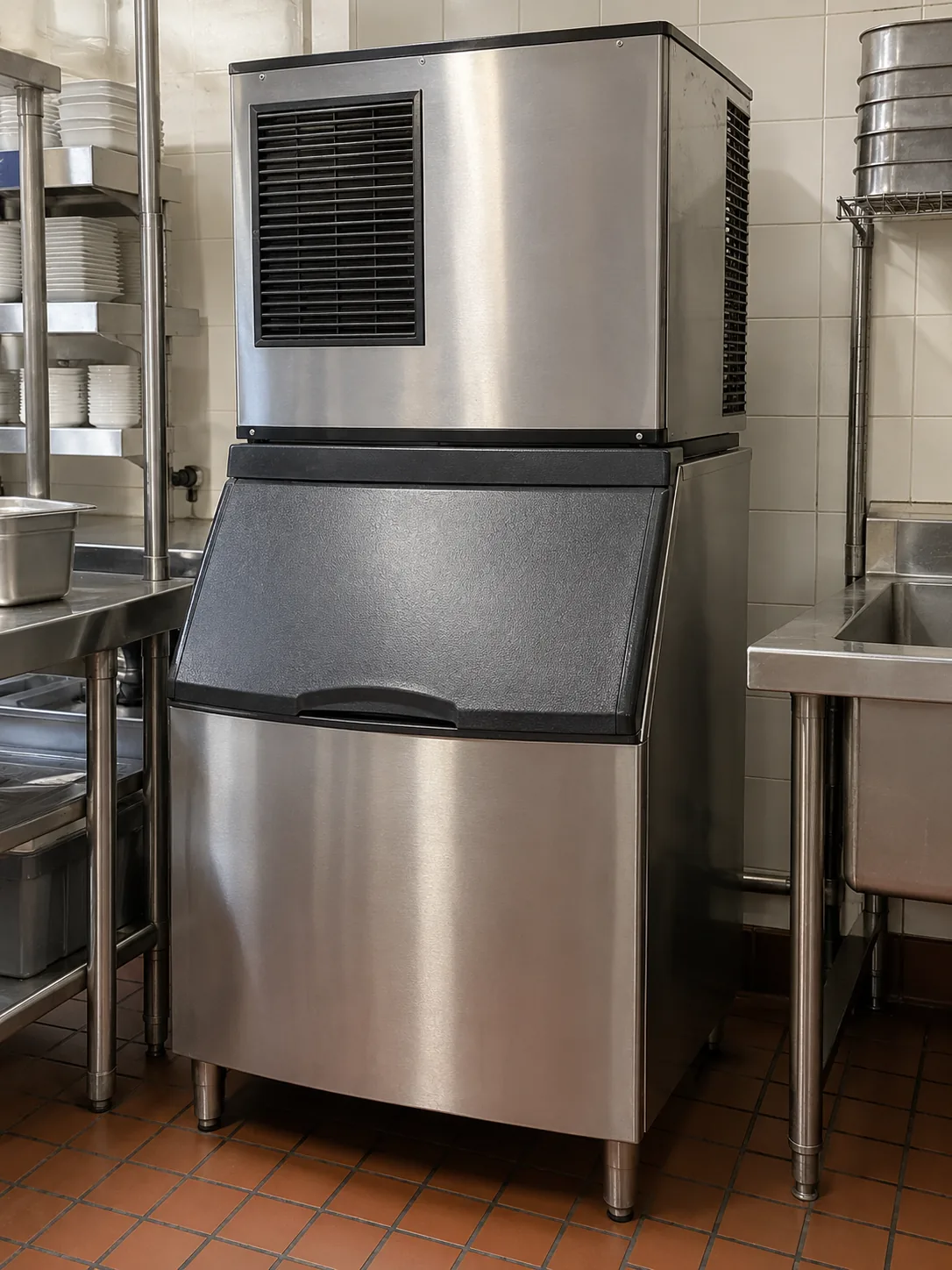 Air-cooled commercial ice machine after airflow repair