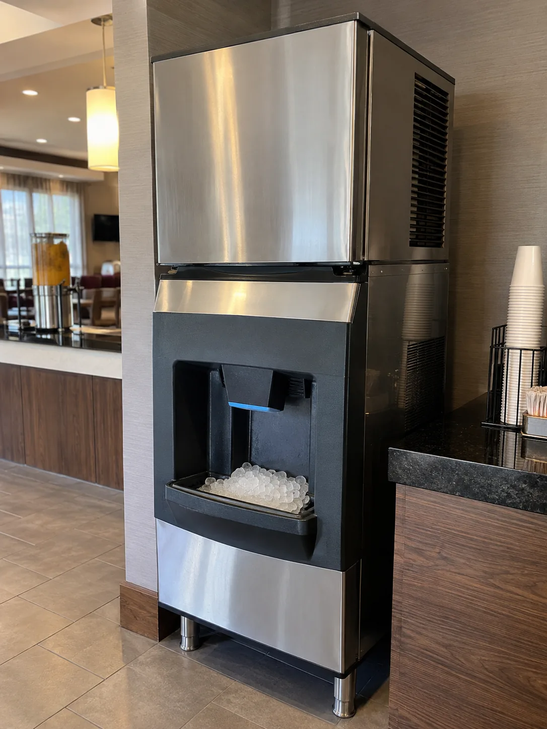 Commercial nugget ice maker after service