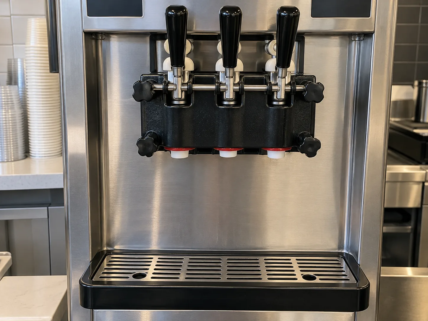 Soft serve dispensing head after seal service