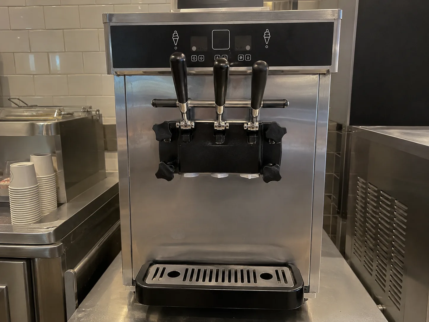 Commercial soft serve control panel after service