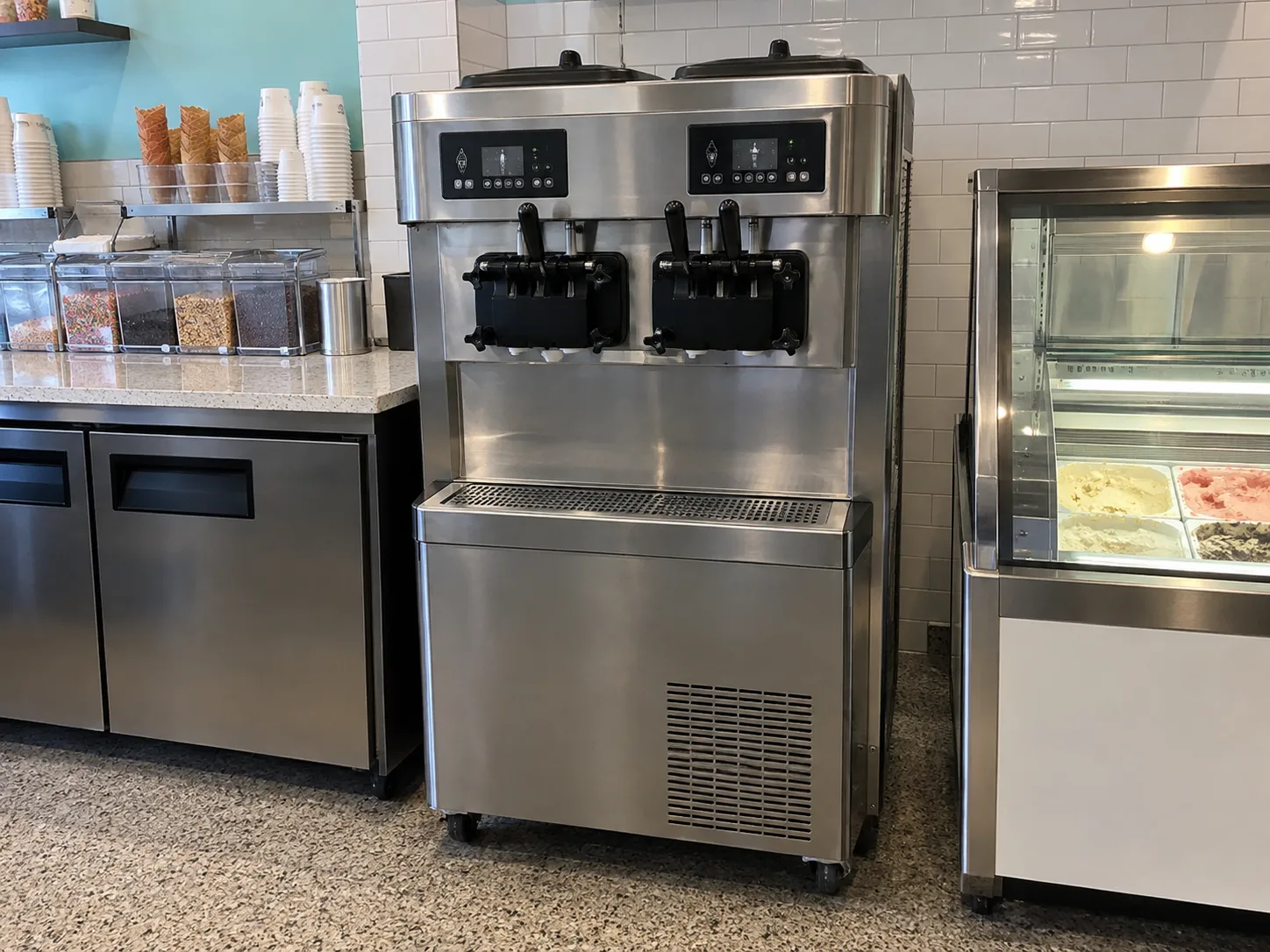 Twin-twist soft serve freezer after service in Downtown Tampa