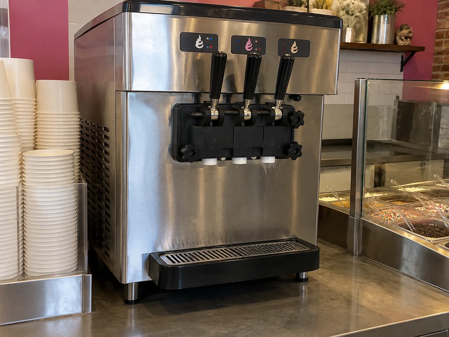 Countertop frozen yogurt machine after service in Ybor City