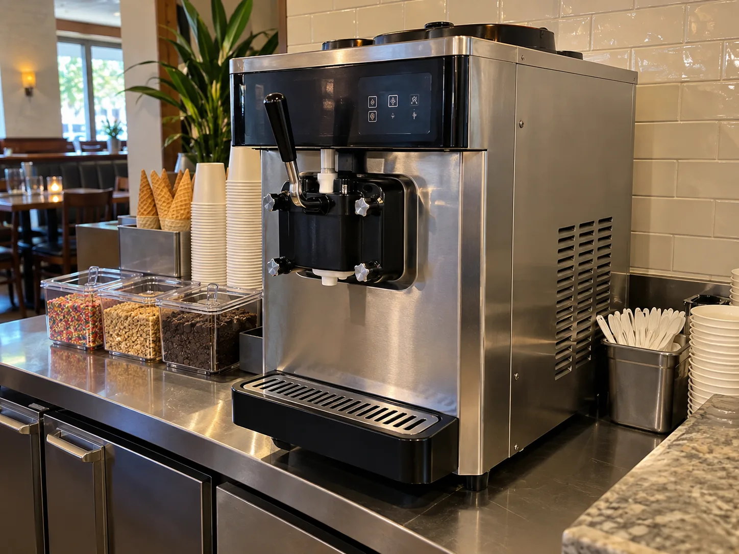 Single-flavor soft serve machine after service in South Tampa