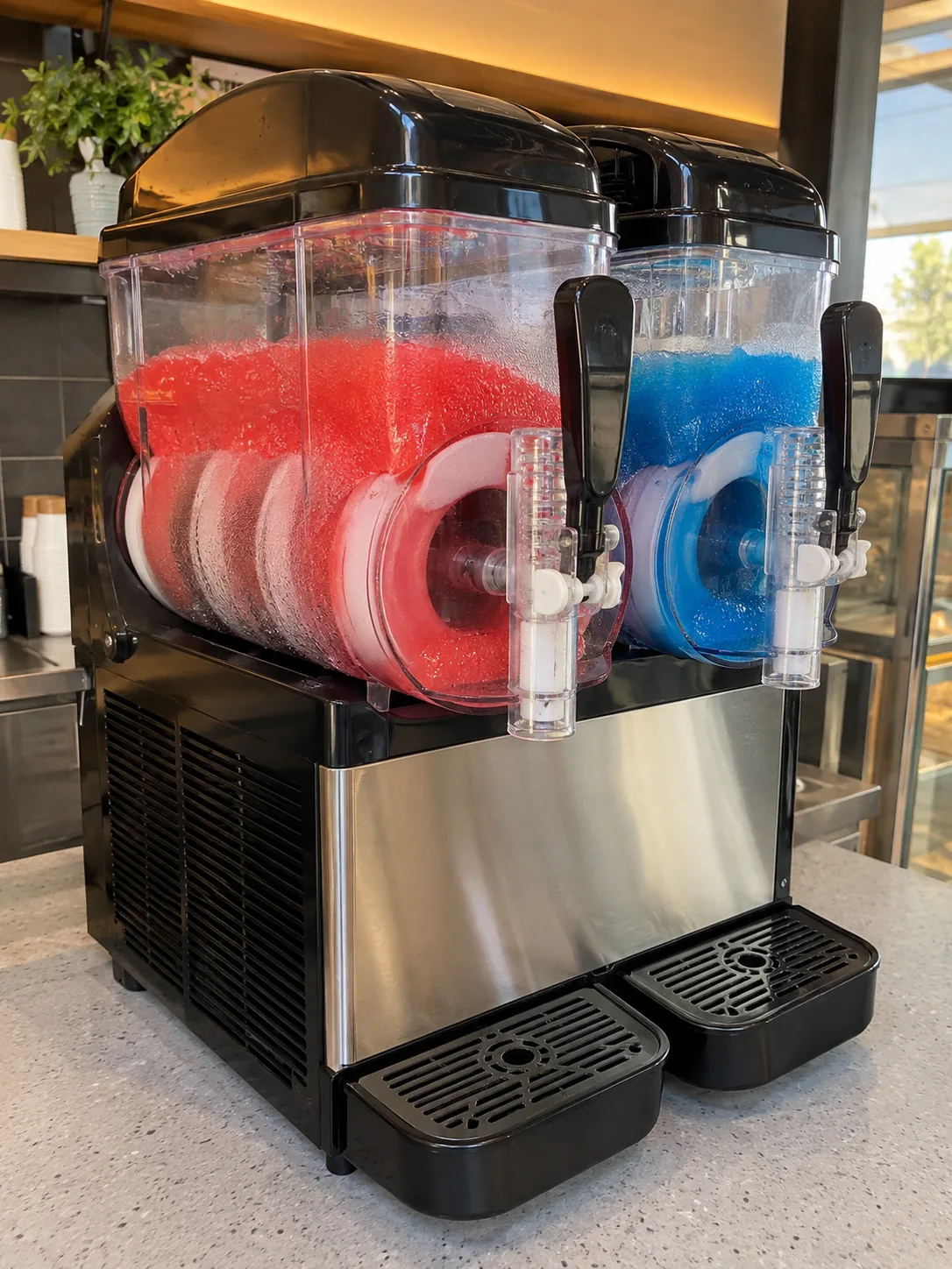Two-bowl slush machine after service