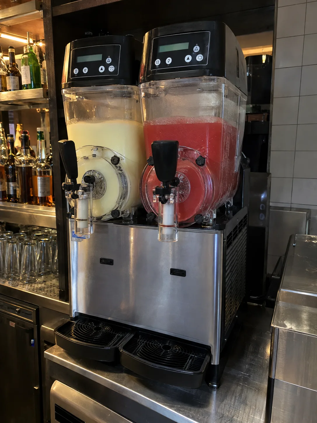 Commercial frozen drink controls after service