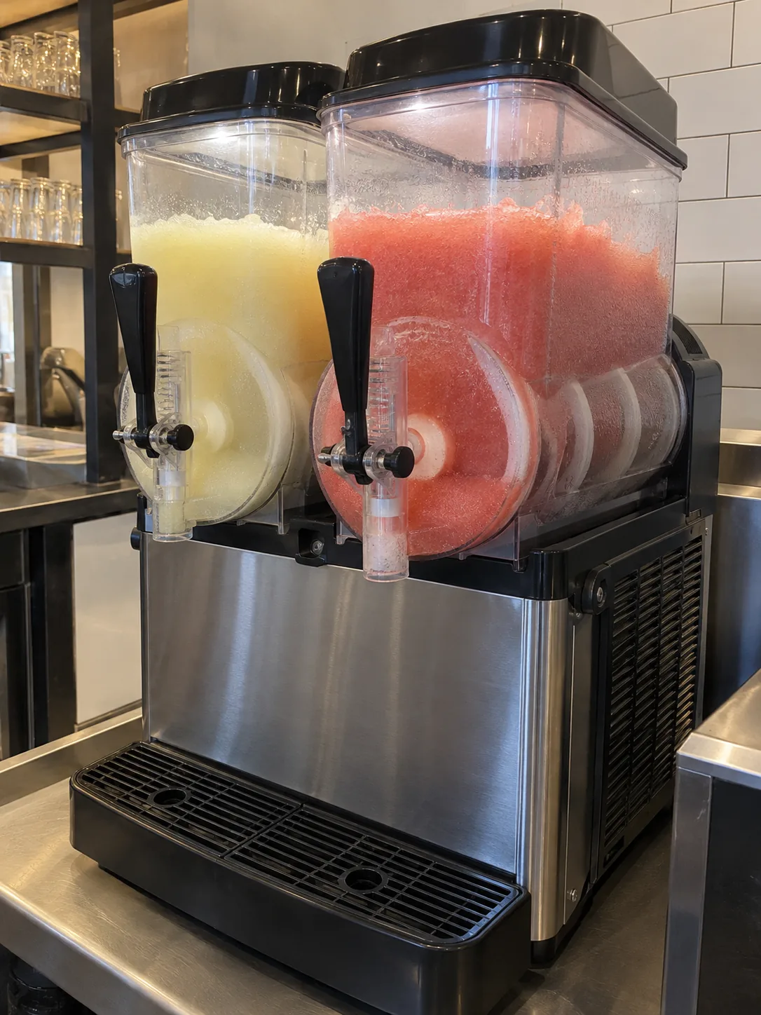 Dual-bowl slush machine after service