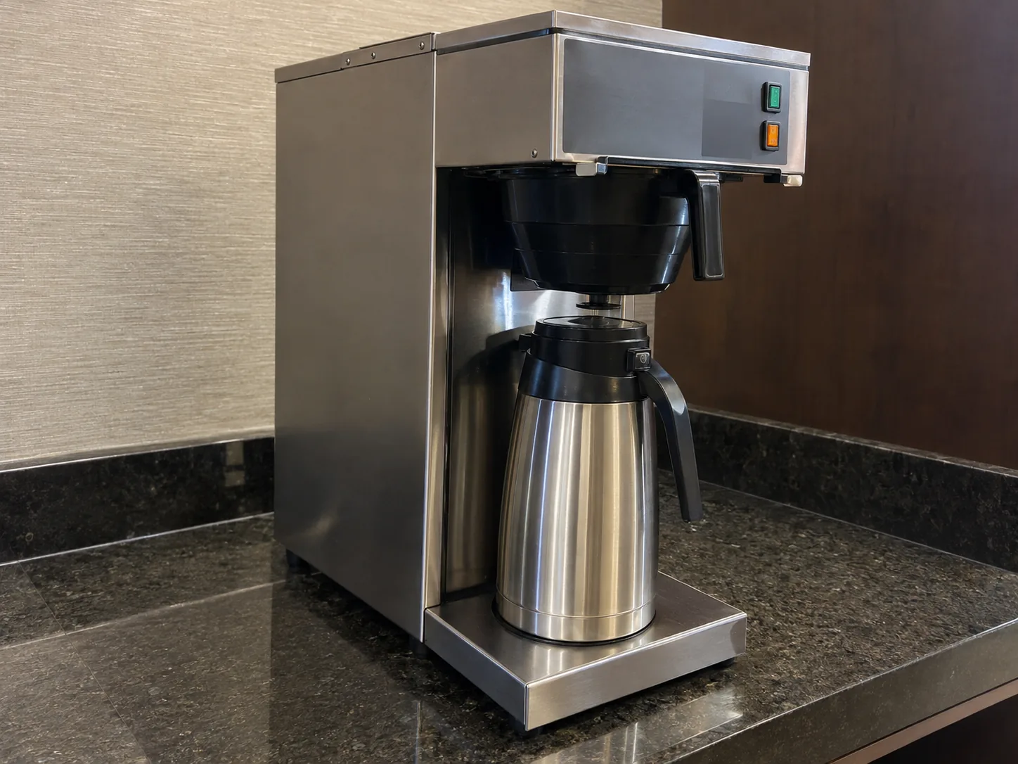 Commercial drip coffee brewer after heating repair
