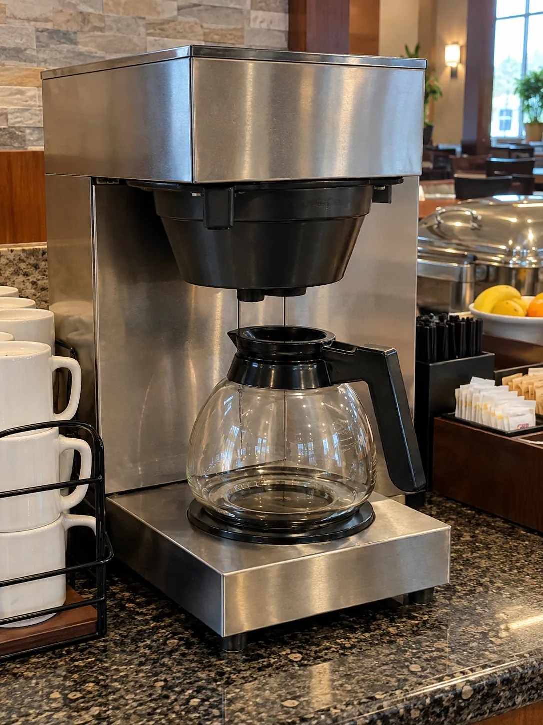 Commercial drip coffee brewer after heating repair in Downtown Tampa
