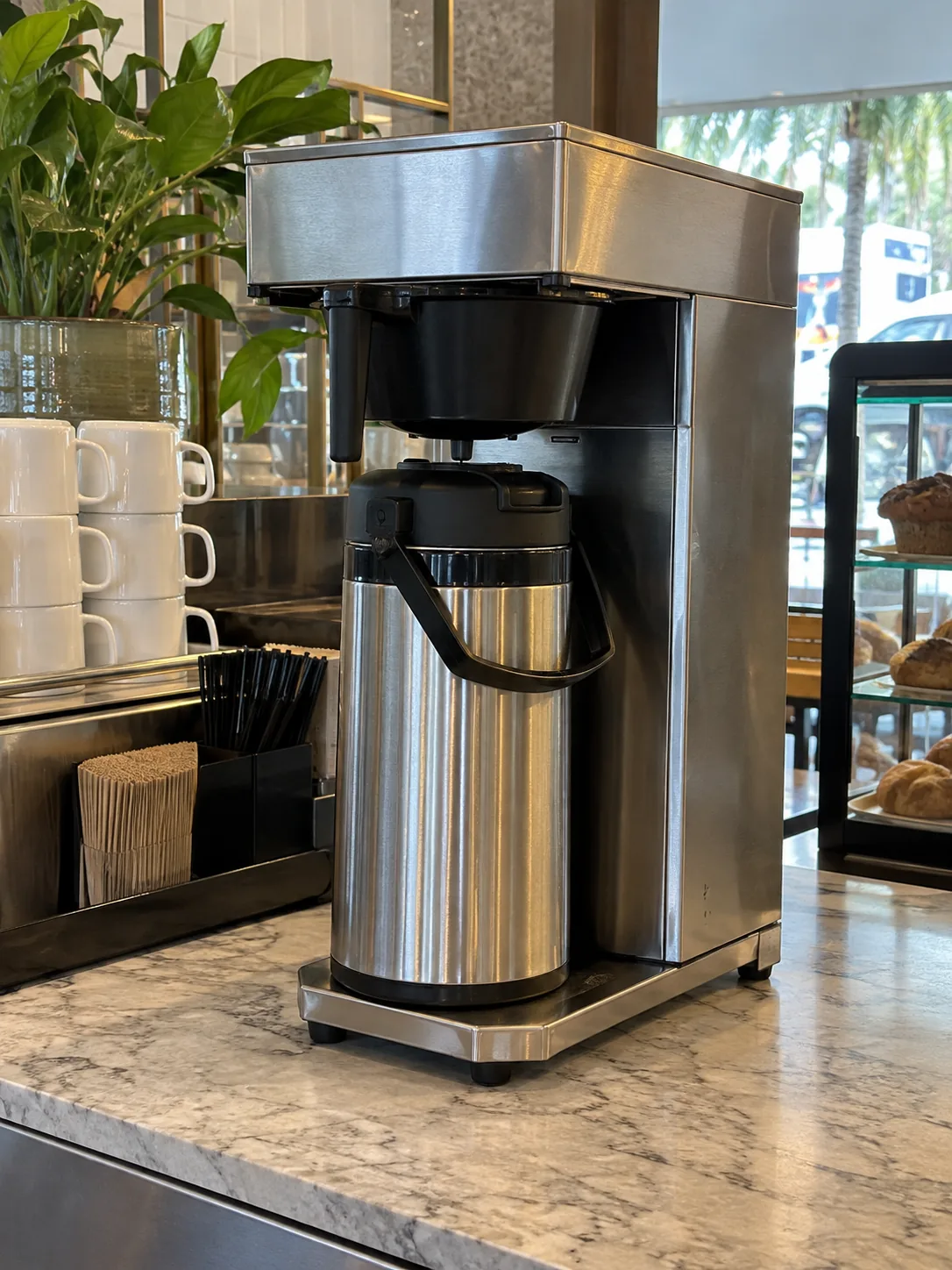 Commercial batch coffee brewer after water-fill repair in South Tampa
