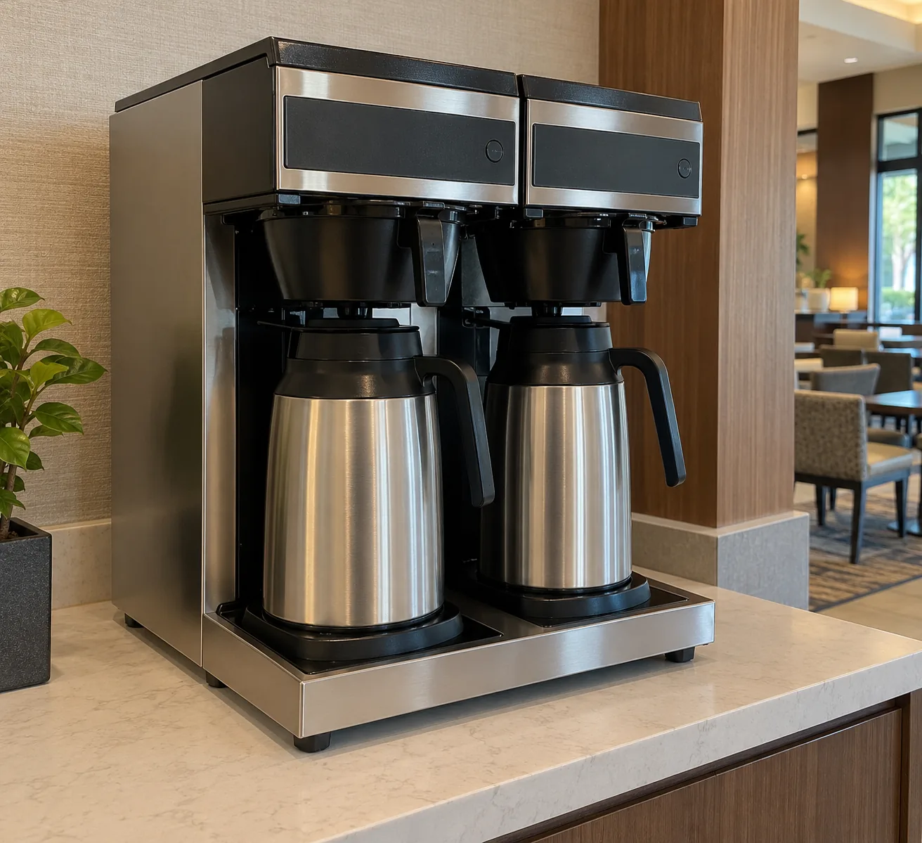 Twin-station commercial coffee brewer after service in Westshore