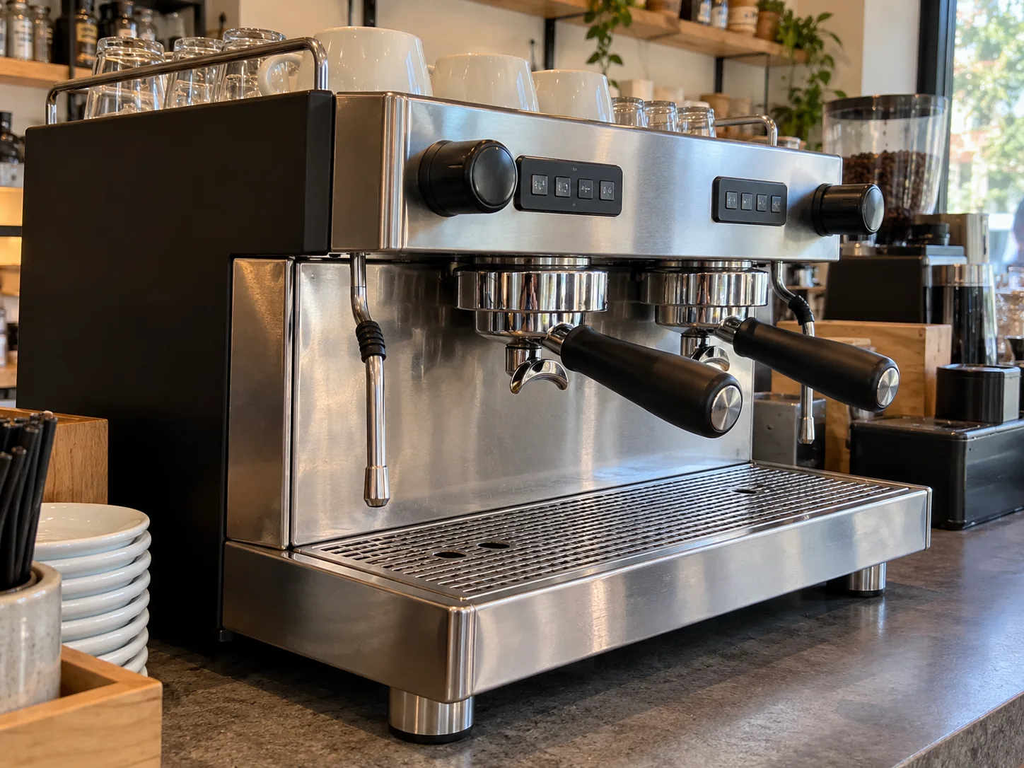 Commercial espresso machine after leak repair