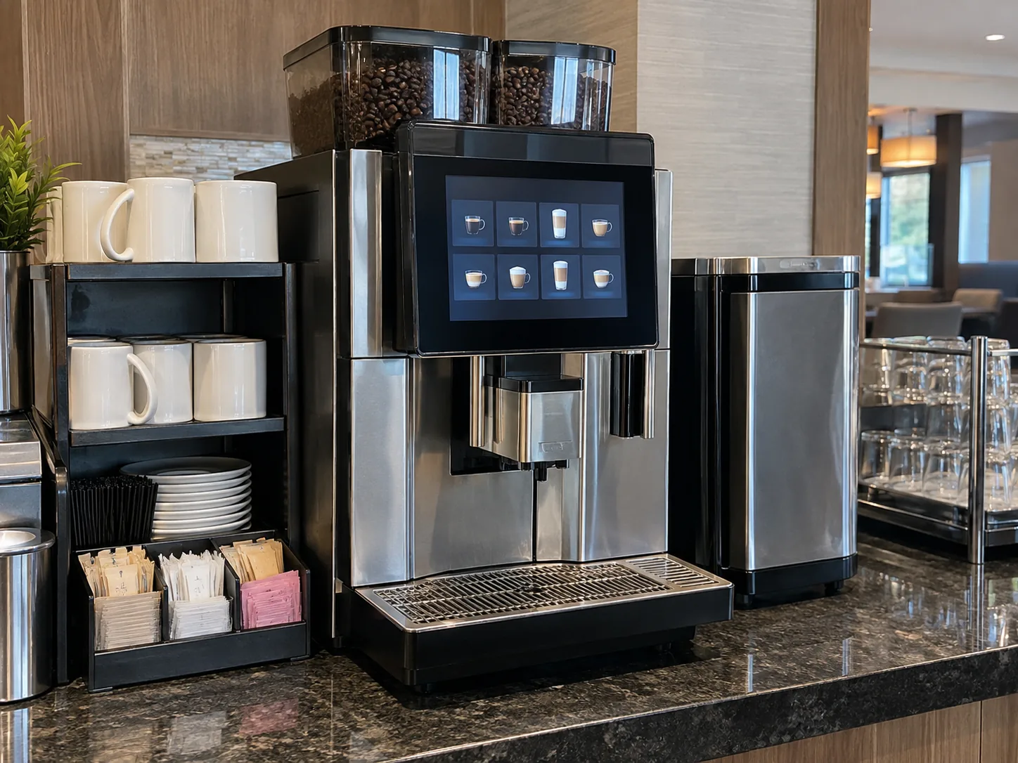 Superautomatic espresso machine after brewing service