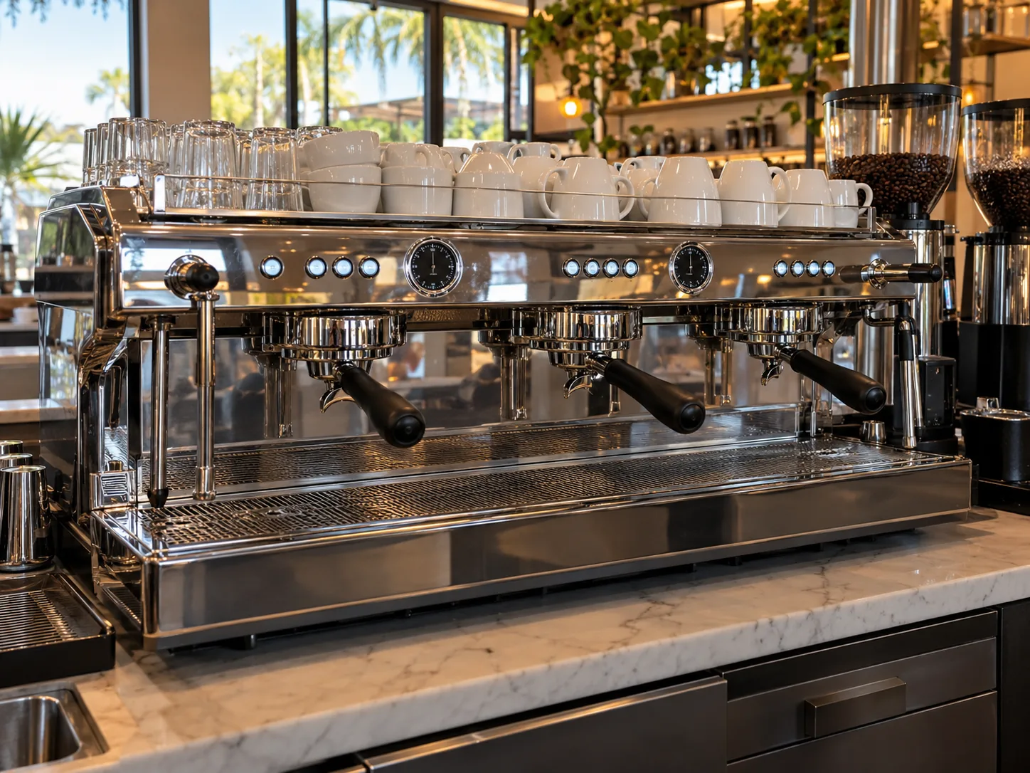Multi-group espresso machine after pressure service in South Tampa