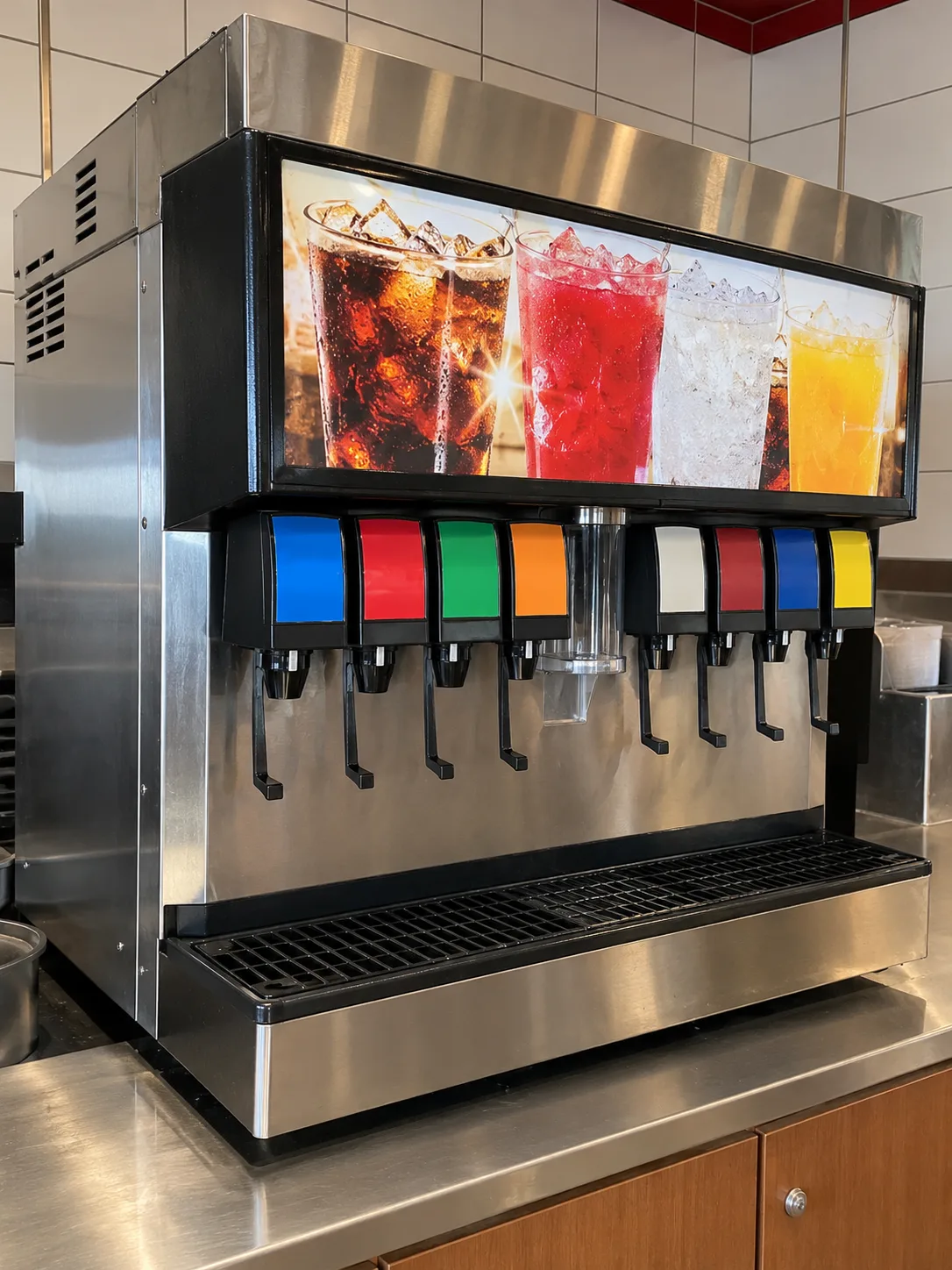 Commercial multi-valve soda fountain after flow service