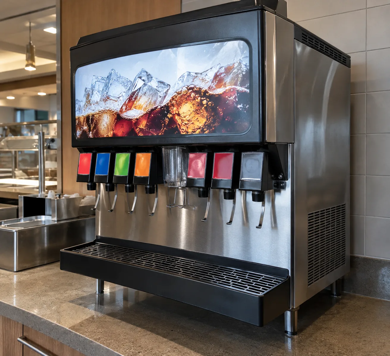 Combination ice-and-beverage dispenser after service