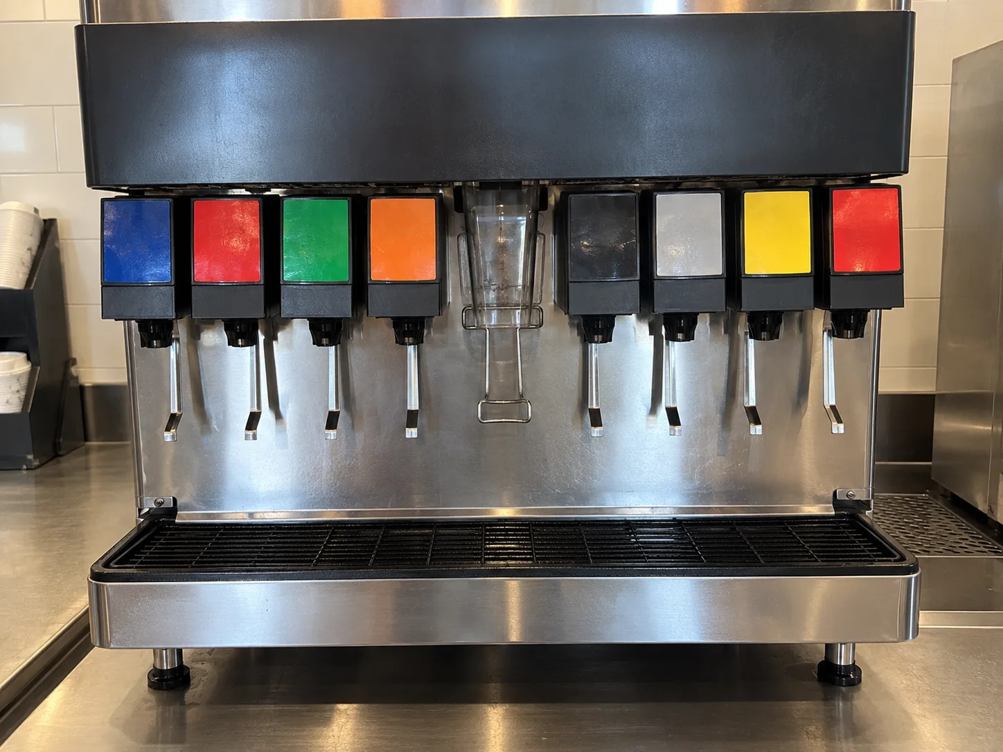 Commercial multi-valve soda fountain after flow service