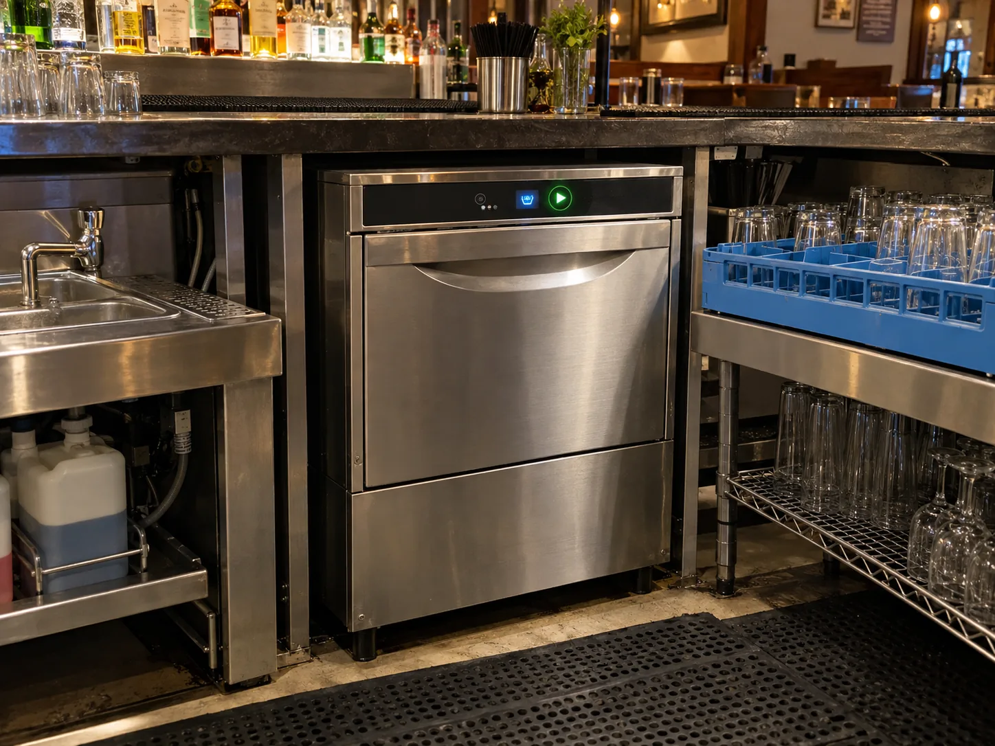Undercounter commercial glasswasher after wash performance service