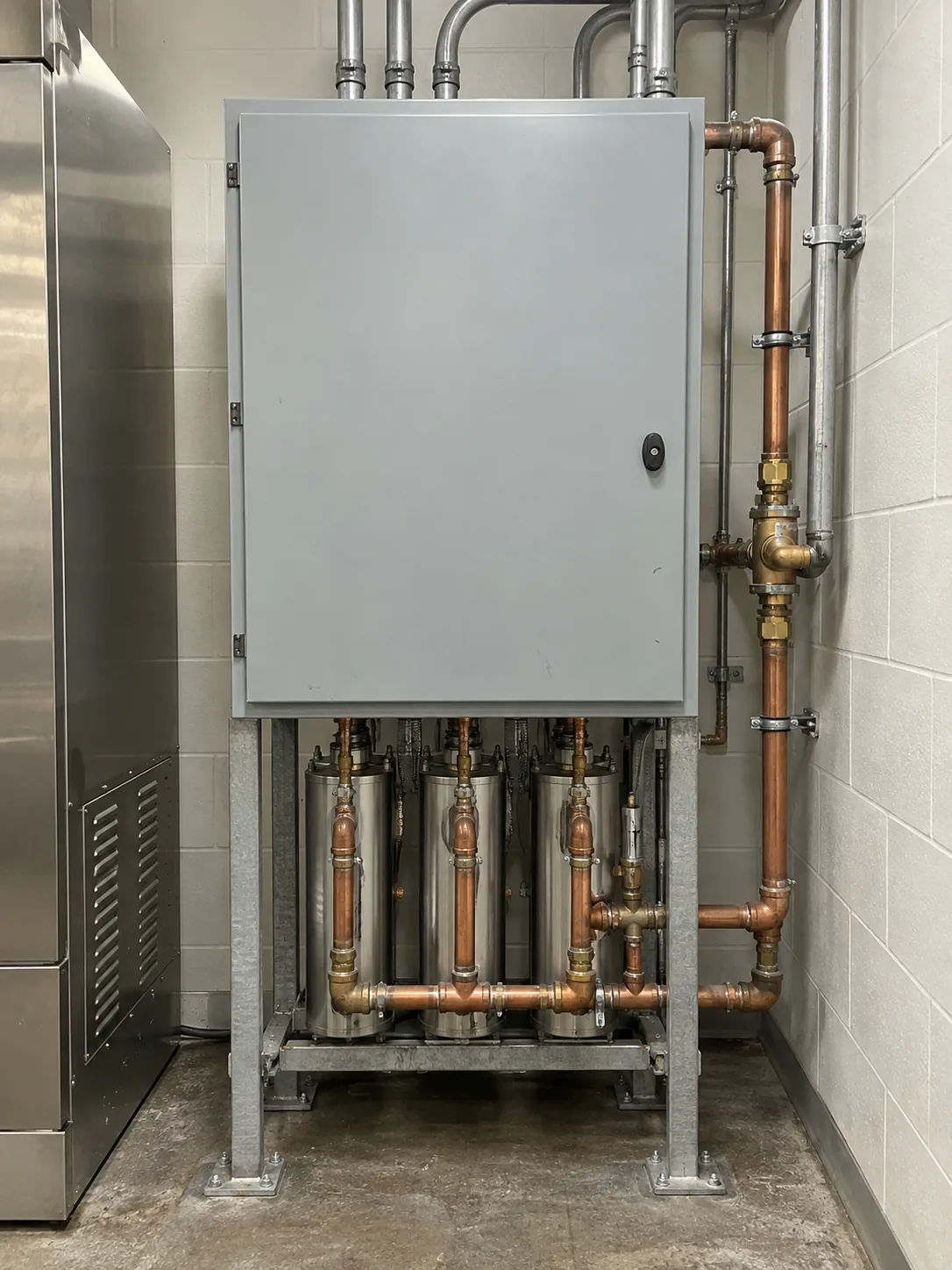 Electric booster heating system after safety service