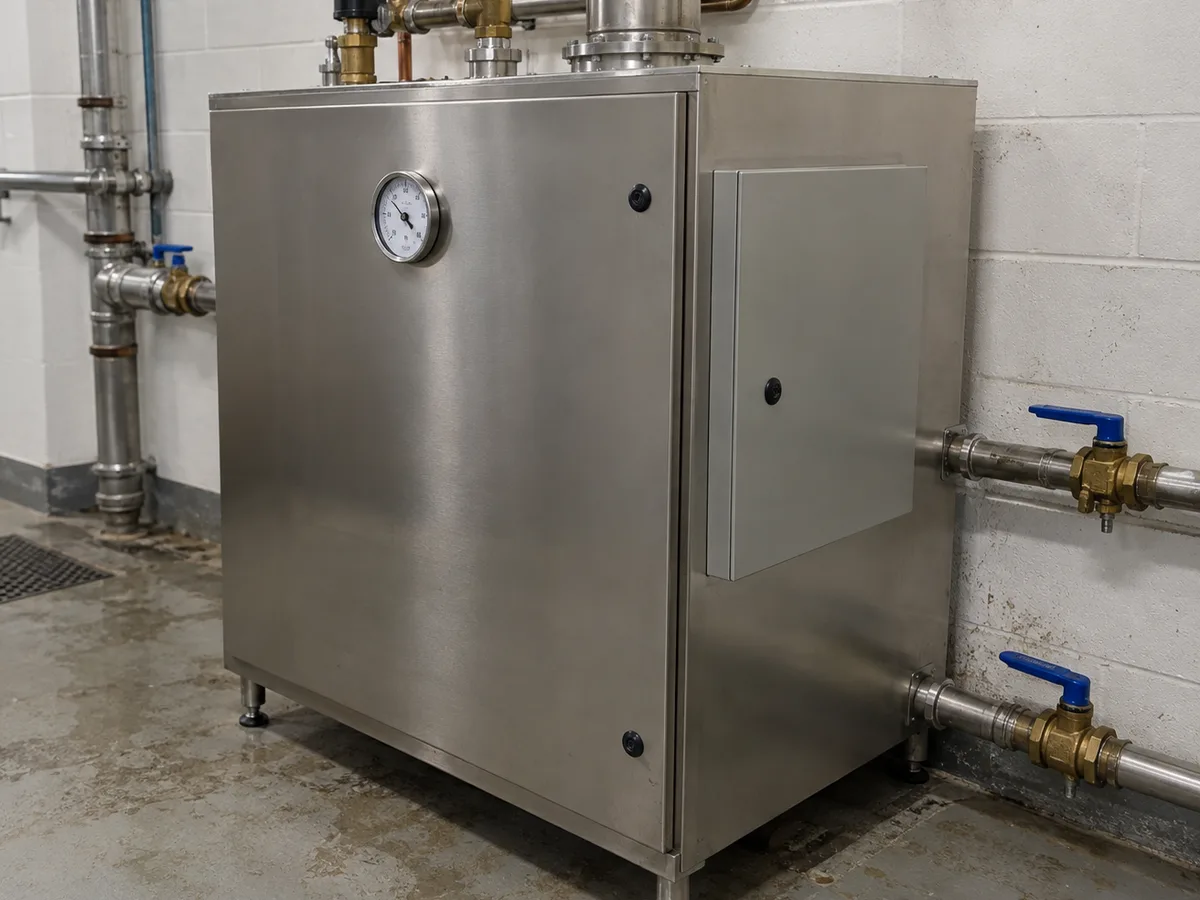Rinse-water booster heater after temperature control service