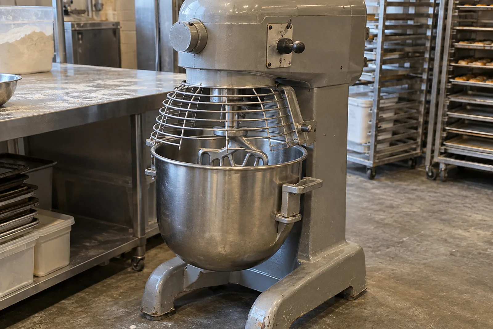 Floor-standing commercial planetary mixer after motor service