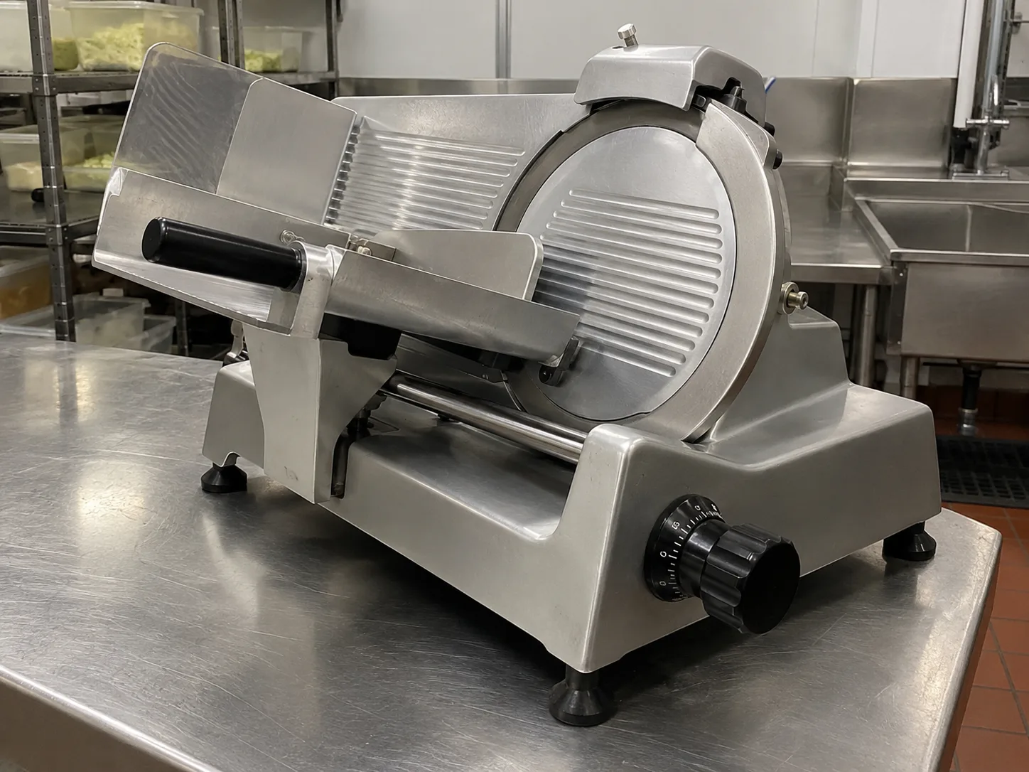 Manual commercial food slicer after service in Ybor City