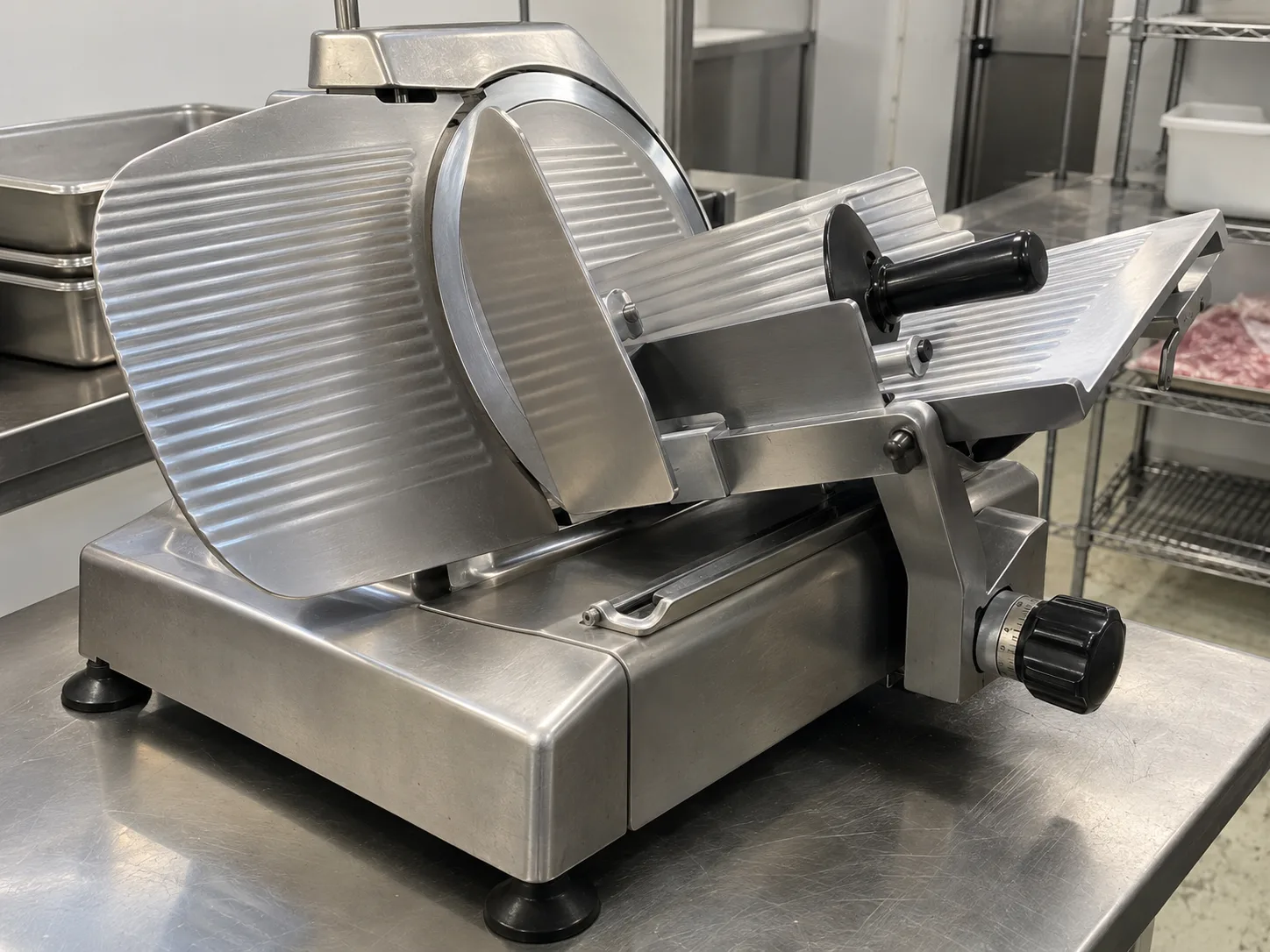 Commercial deli slicer carriage after service in Westshore