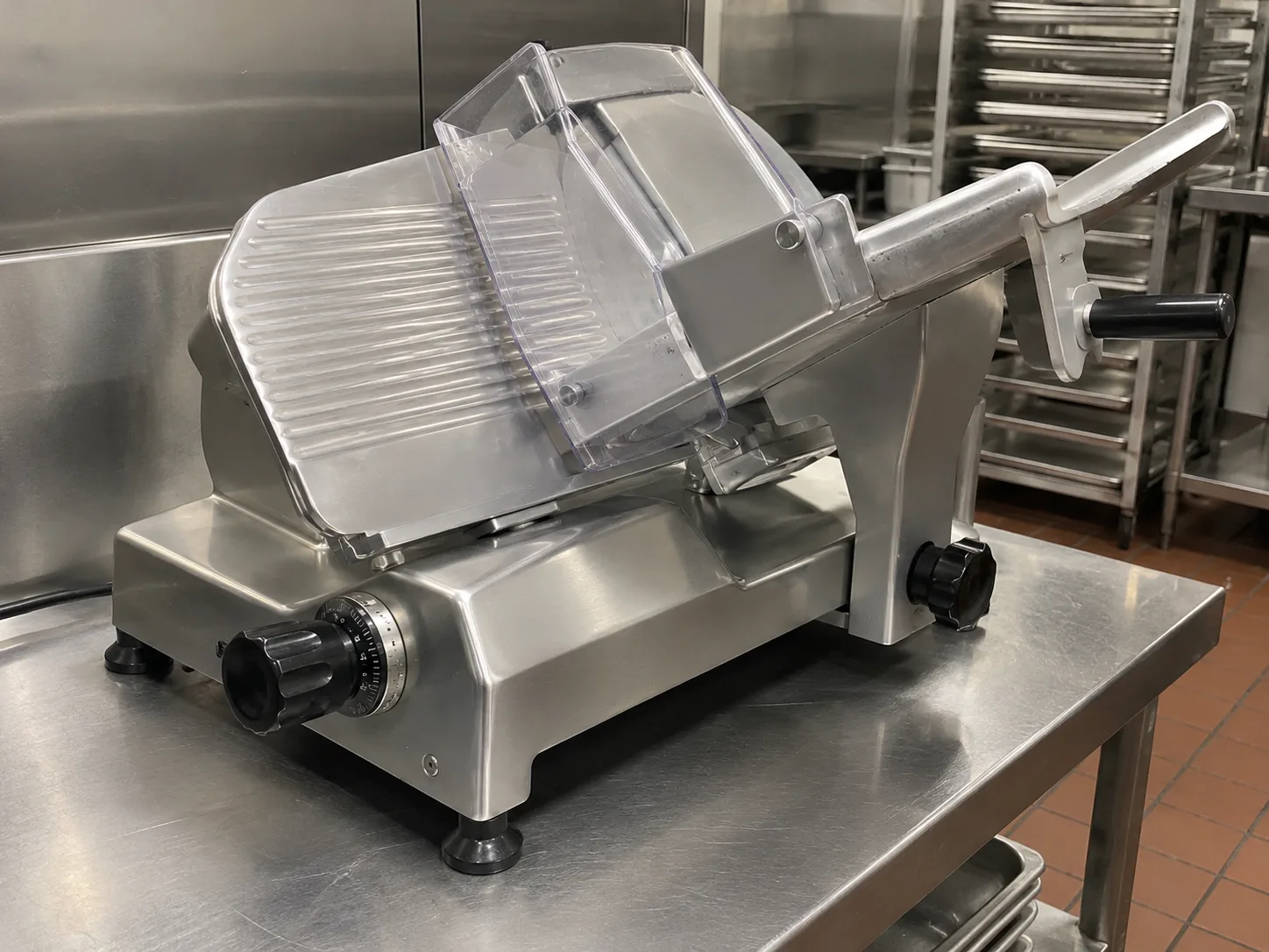 Guarded professional slicer after service in Brandon
