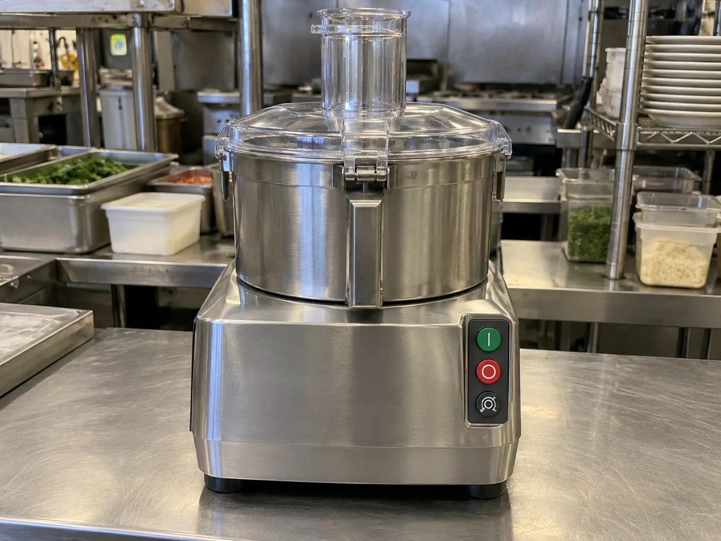 Commercial bowl-style food processor after service