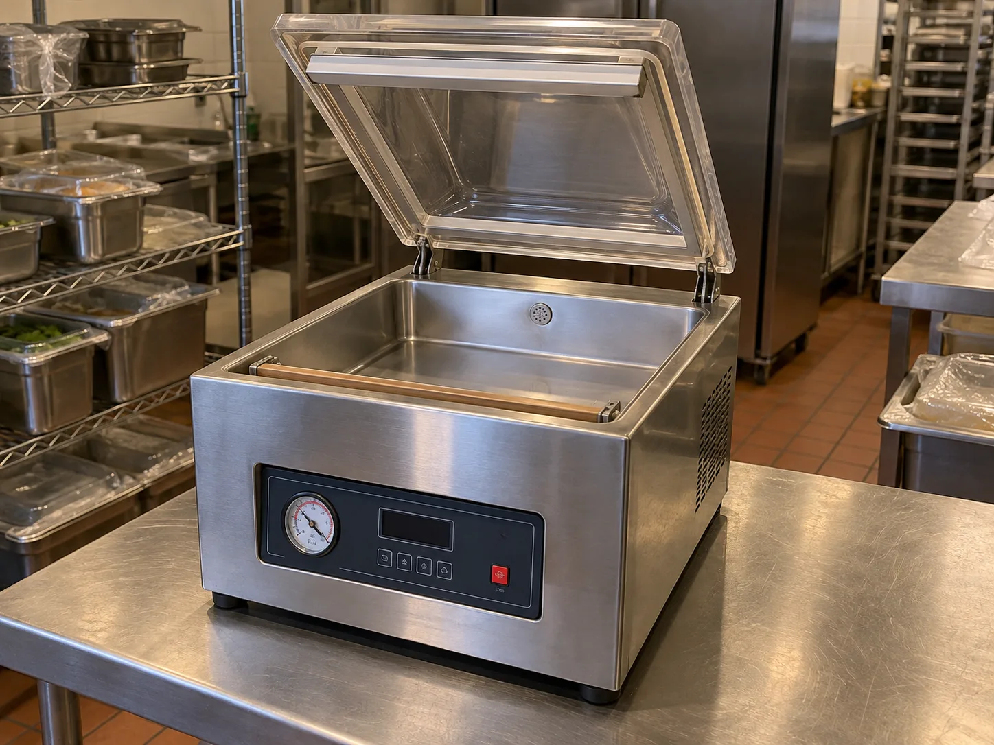 Stainless-steel vacuum chamber machine after service