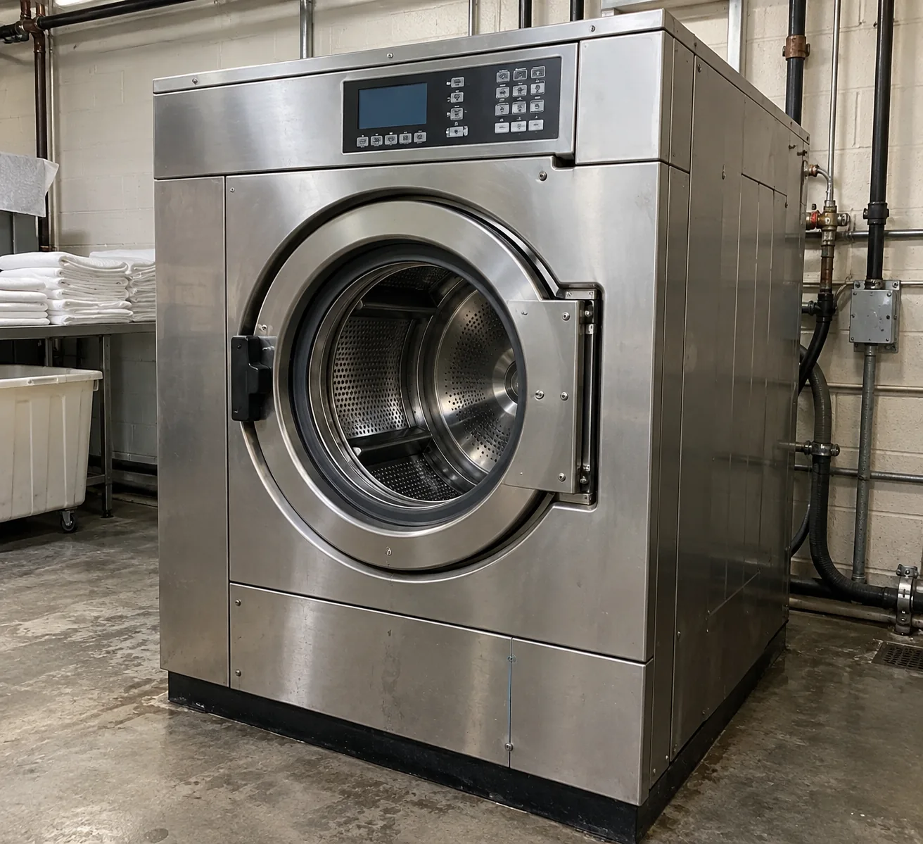 High-capacity commercial washer after service