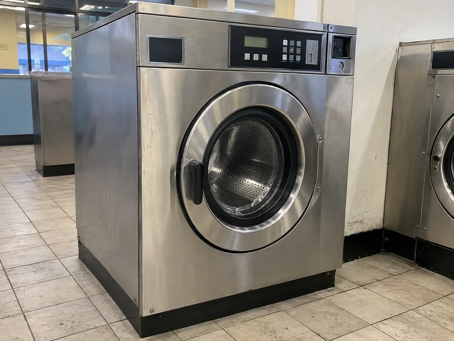 Commercial front-load washer after service