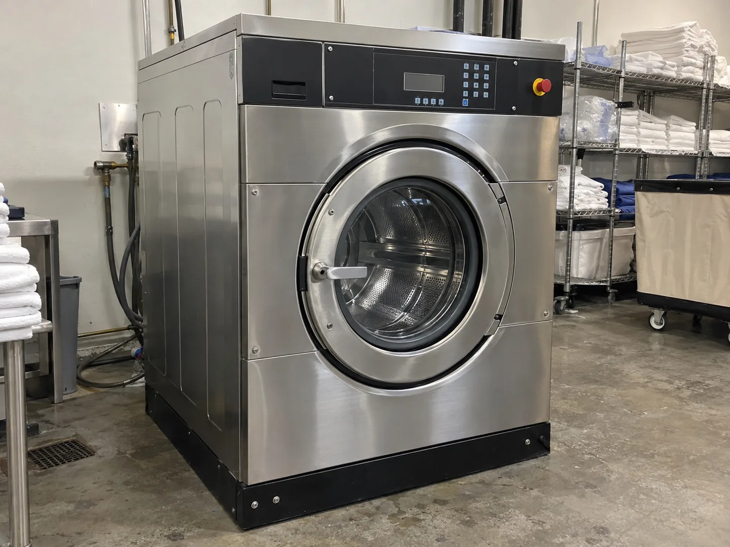 High-capacity commercial washer after service