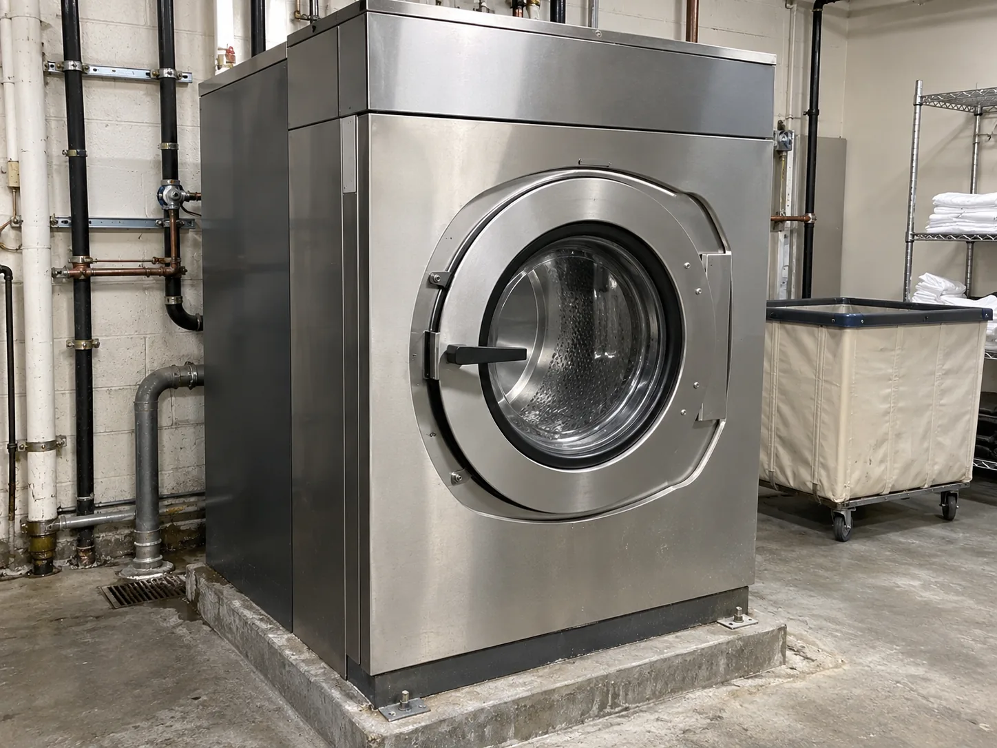 Countertop drum washer-extractor after service