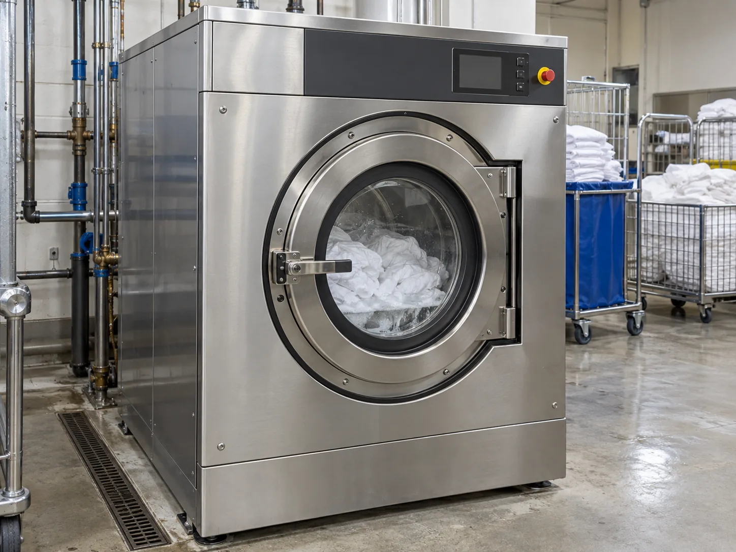 Professional industrial laundry machine after service