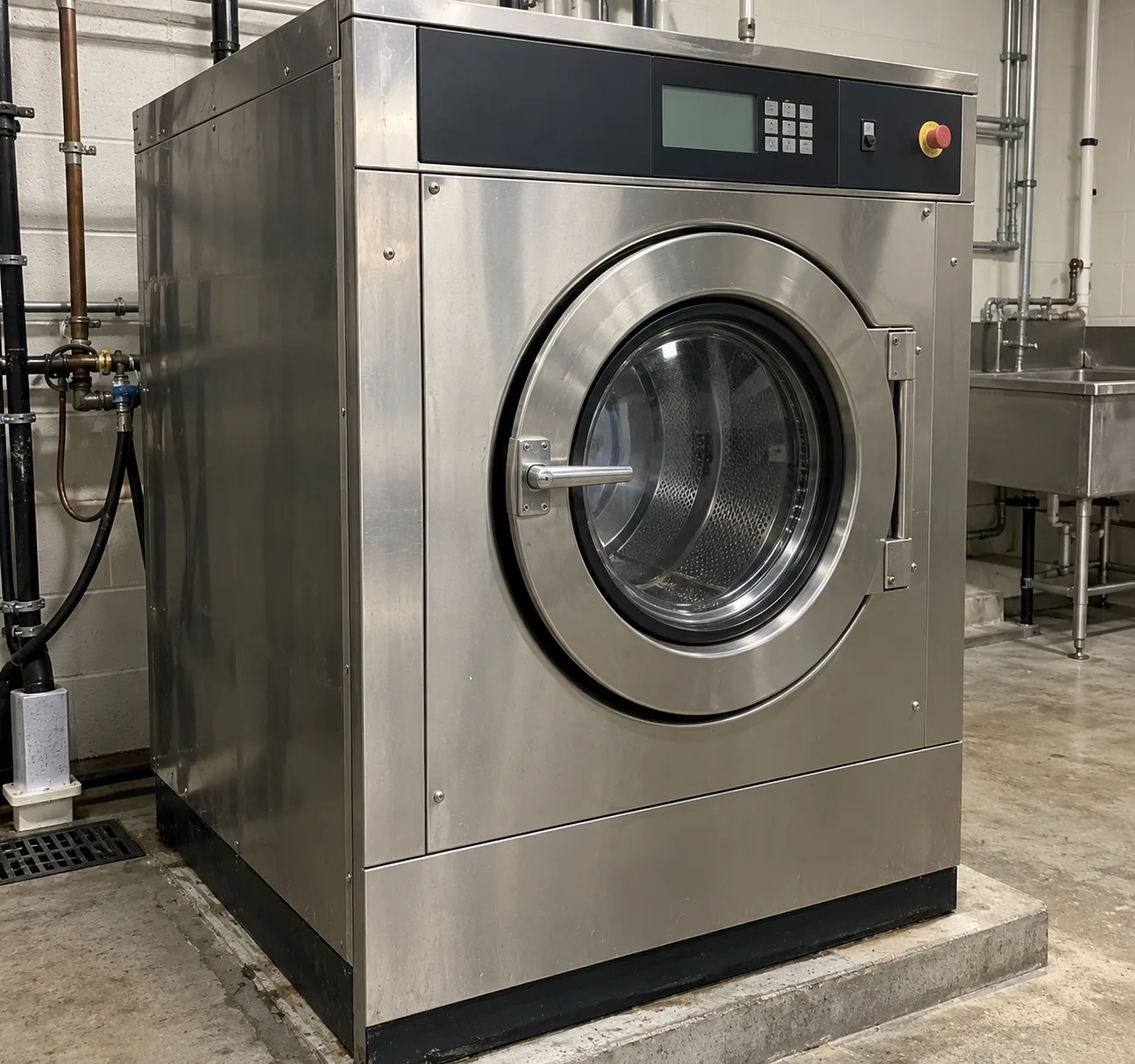 Countertop drum washer-extractor after service