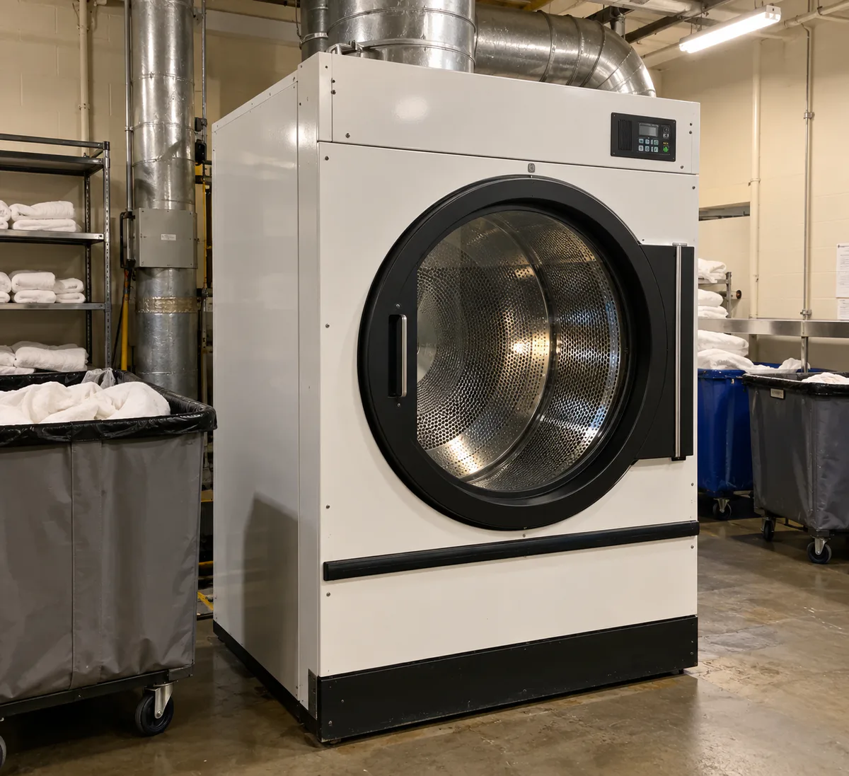 Commercial Dryer Airflow Restored commercial dryer in a Tampa Bay laundry facility