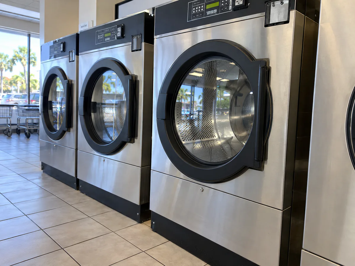Commercial Dryer Drum Rotation Repaired commercial dryer in a Tampa Bay laundry facility
