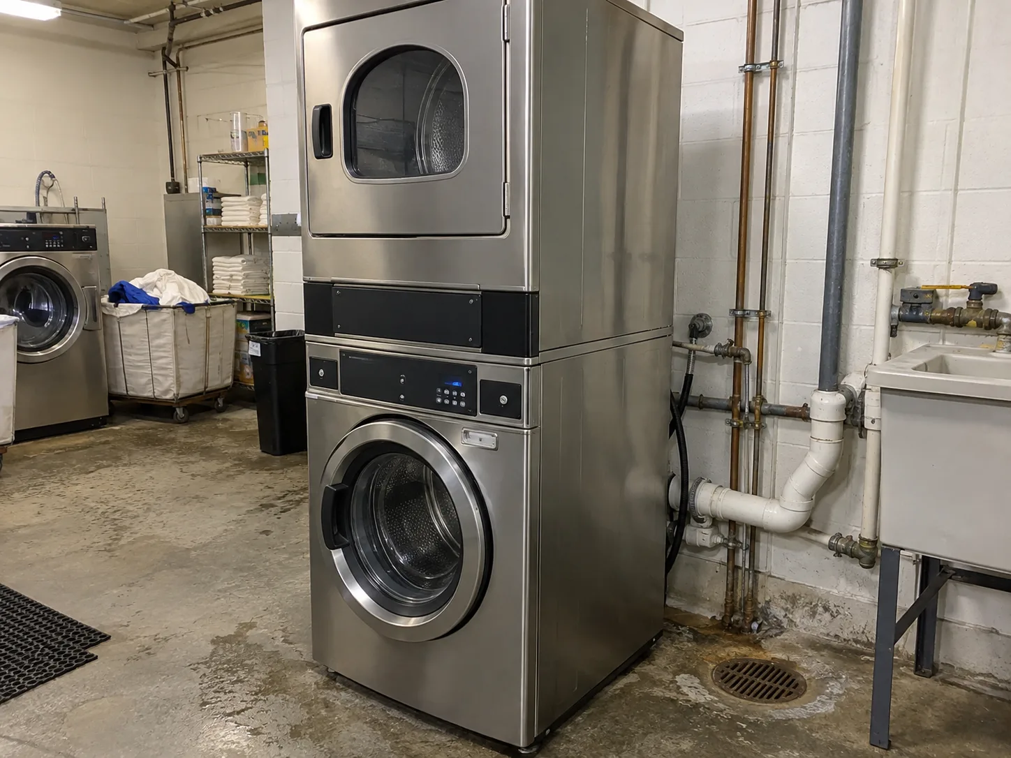Commercial Stack Washer Drainage Repair commercial stacked washer service
