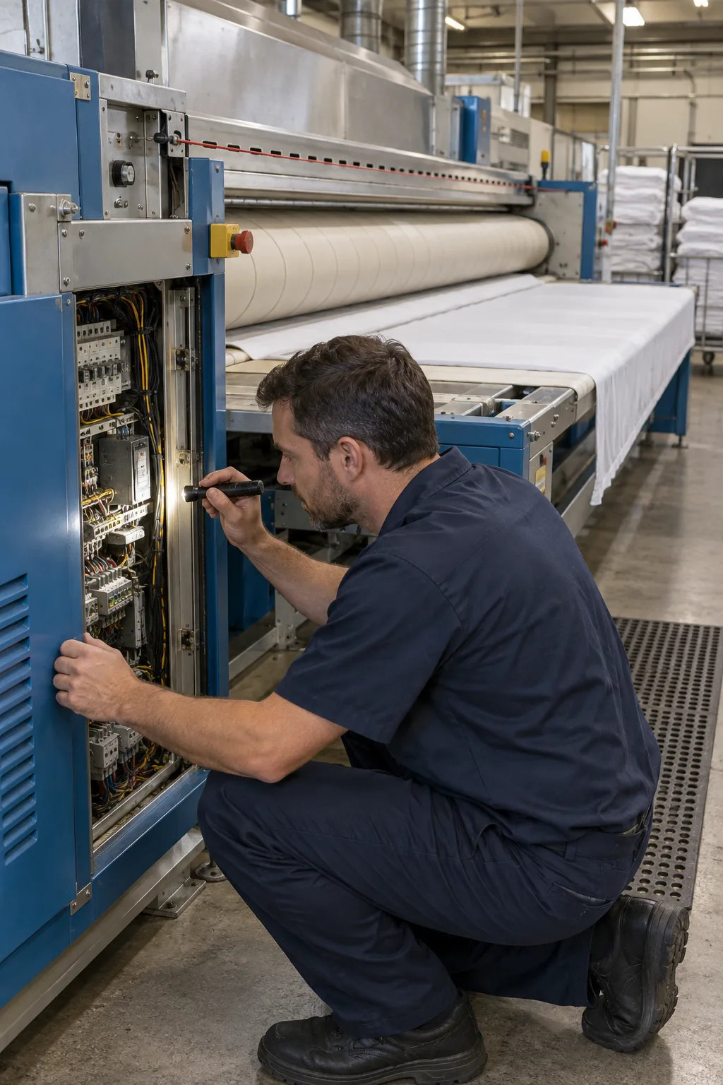 Reliable Appliance Repair technician inspecting an industrial dryer in Atlanta