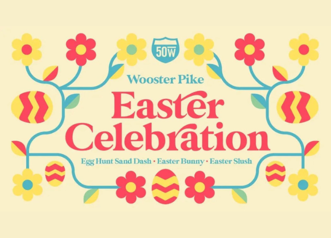Fifty West Brewing Company Easter celebration in Cincinnati with bright outdoor seating and family-friendly spring atmosphere.
