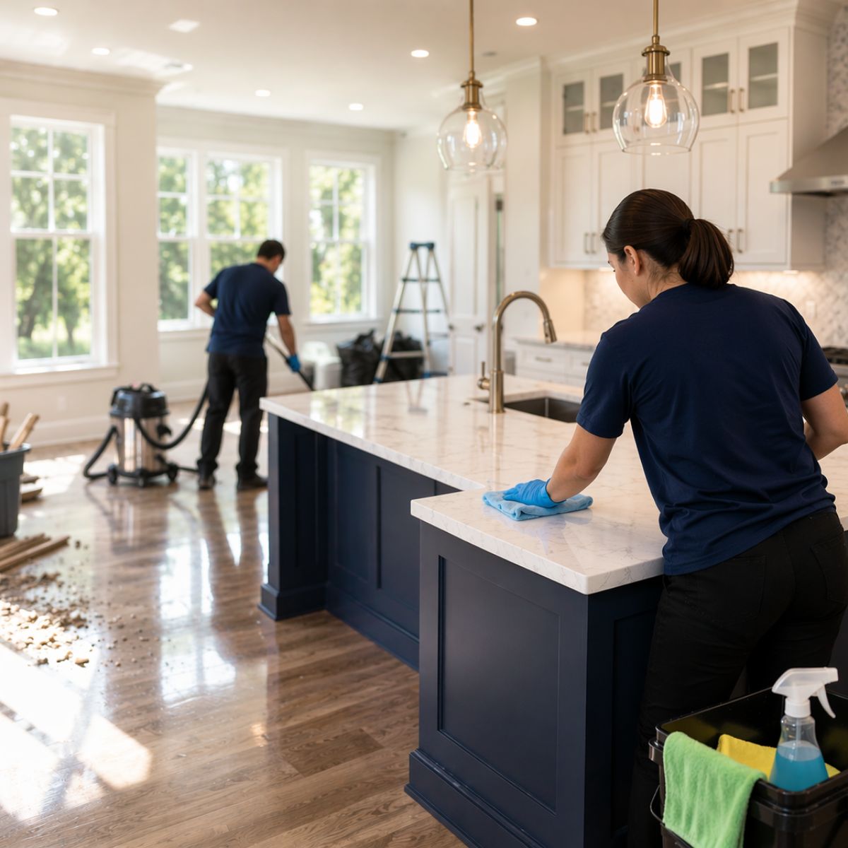 Renovated home space needing post-construction cleanup