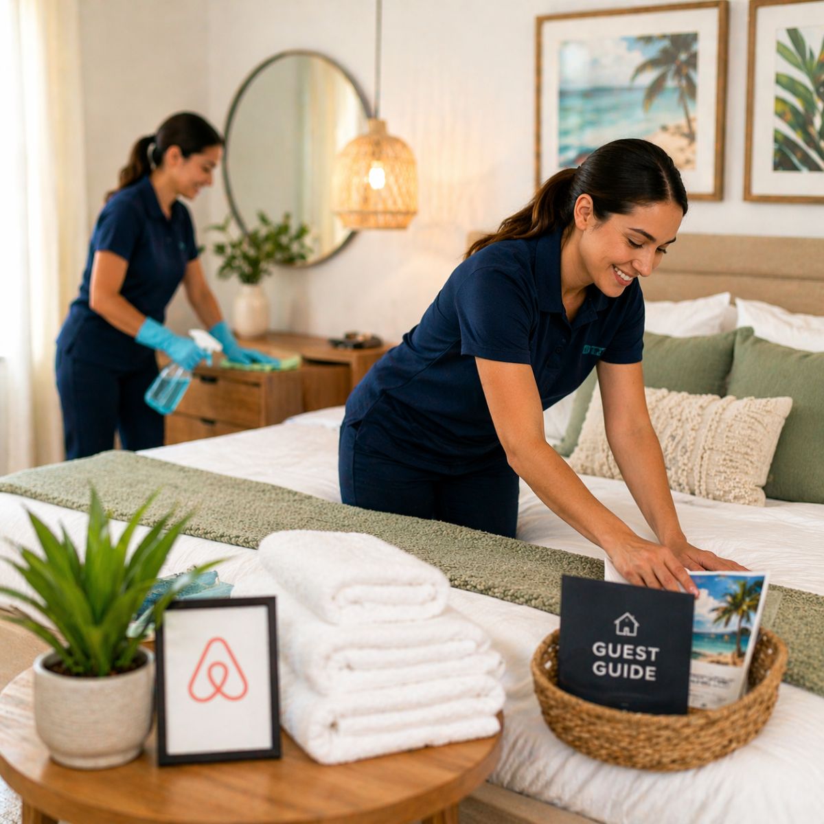 Short-term rental cleaned and prepared for guests