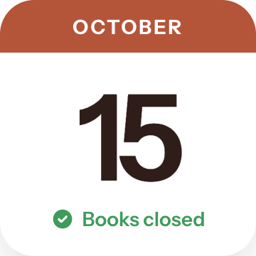 Calendar card: books closed